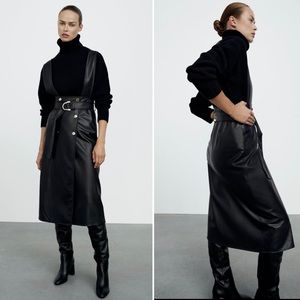 NWT Zara Faux leather pinafore skirt